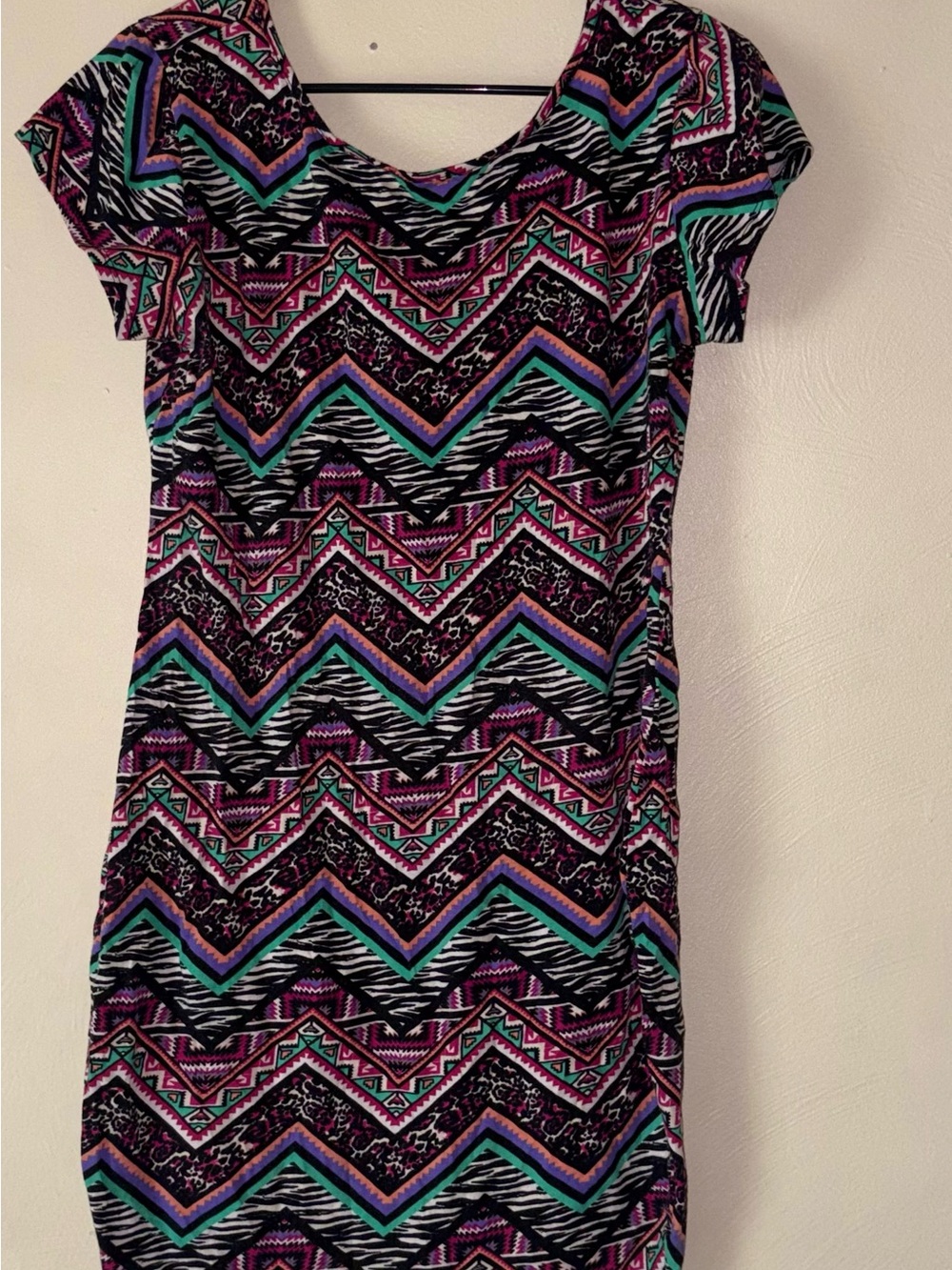 Caren Sport Black Multicolor Chevron Mini Dress